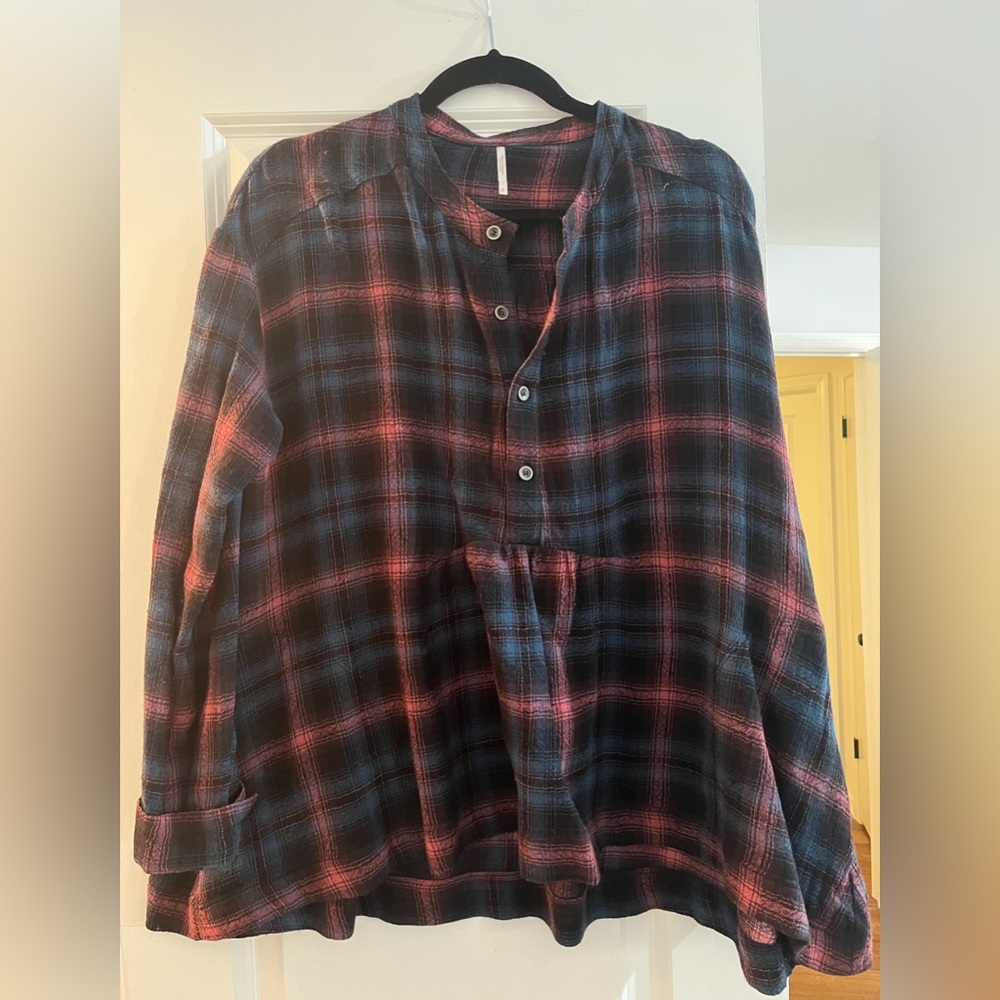 FREE PEOPLE plaid wool popover shirt